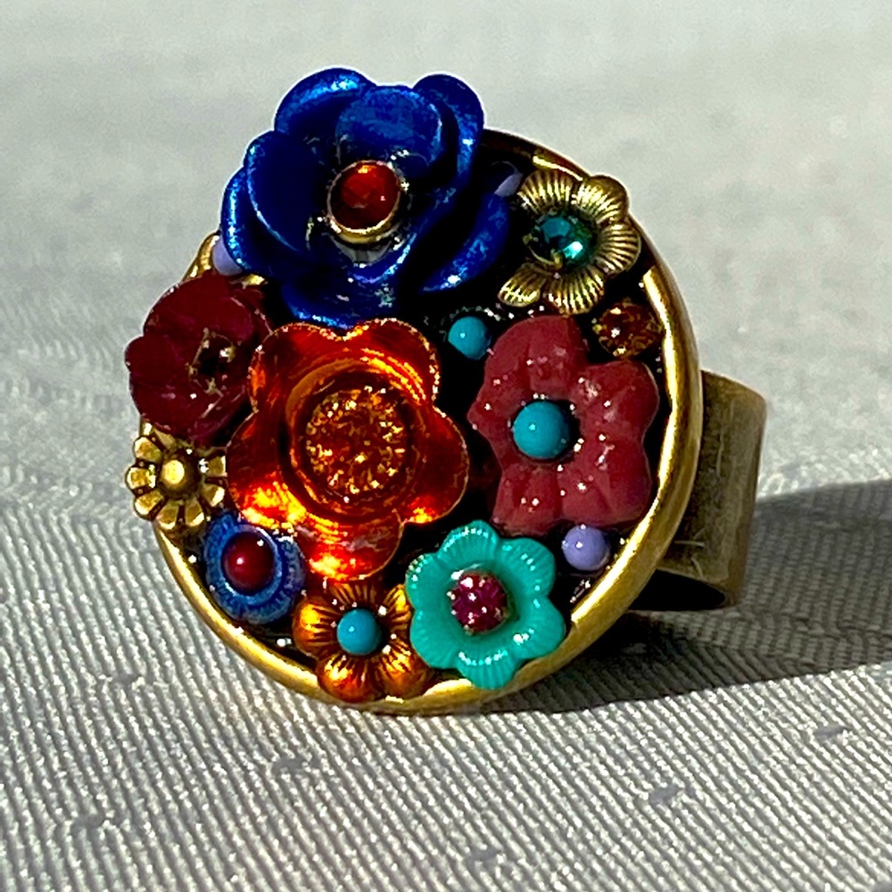 Michal Golan Multi Tone Floral Adjustable Ring